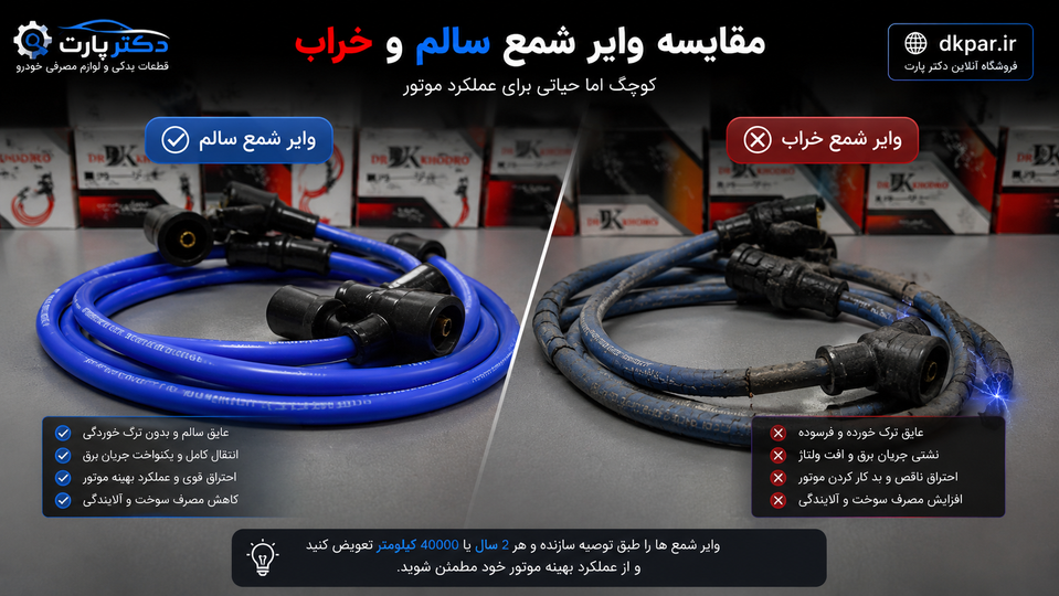 7نشانه خرابی وایر شمع خودرو | علائم، روش تست و زمان تعویض